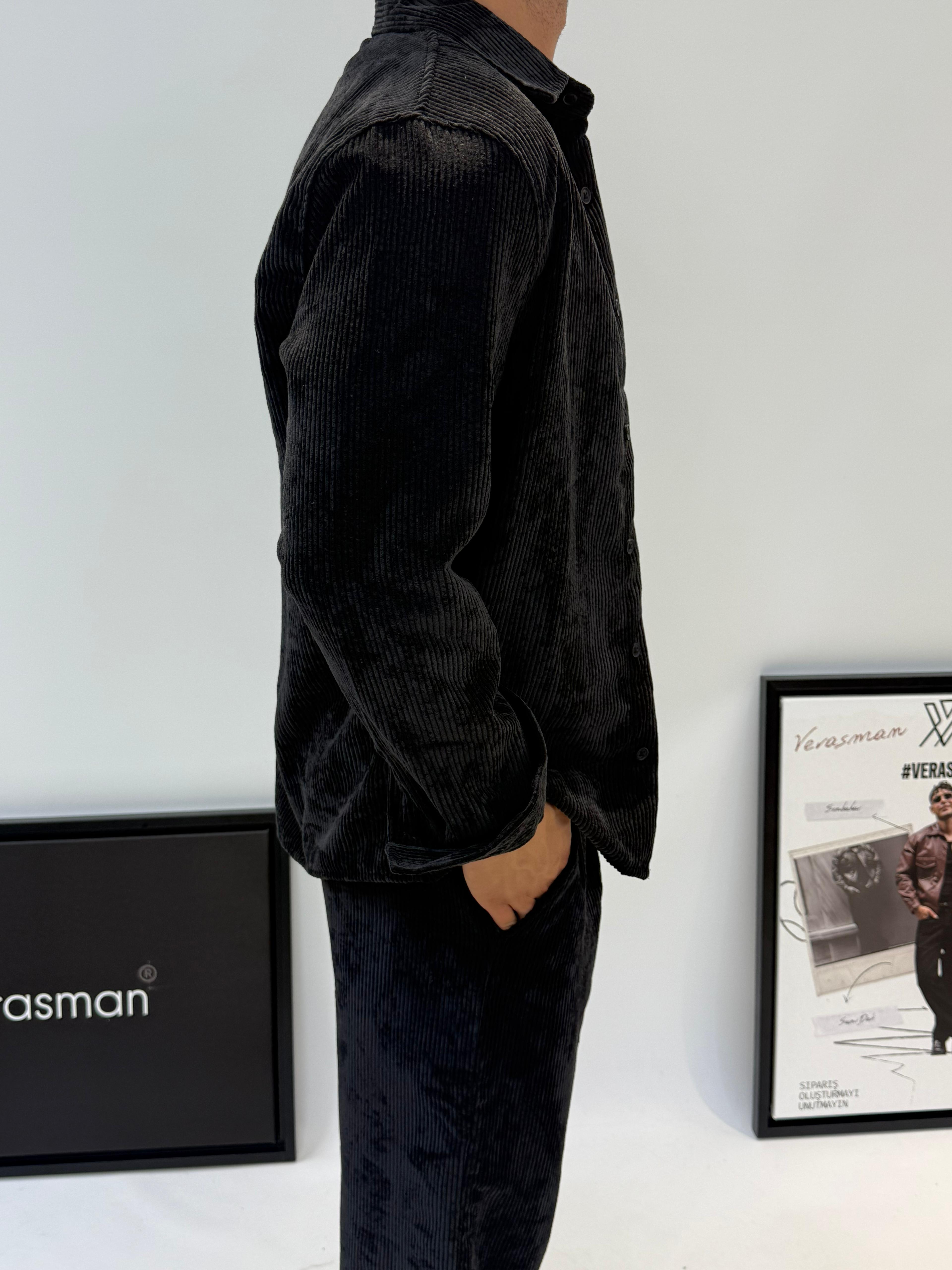 2512 OVERSİZE KADİFE TAKIM SİYAH