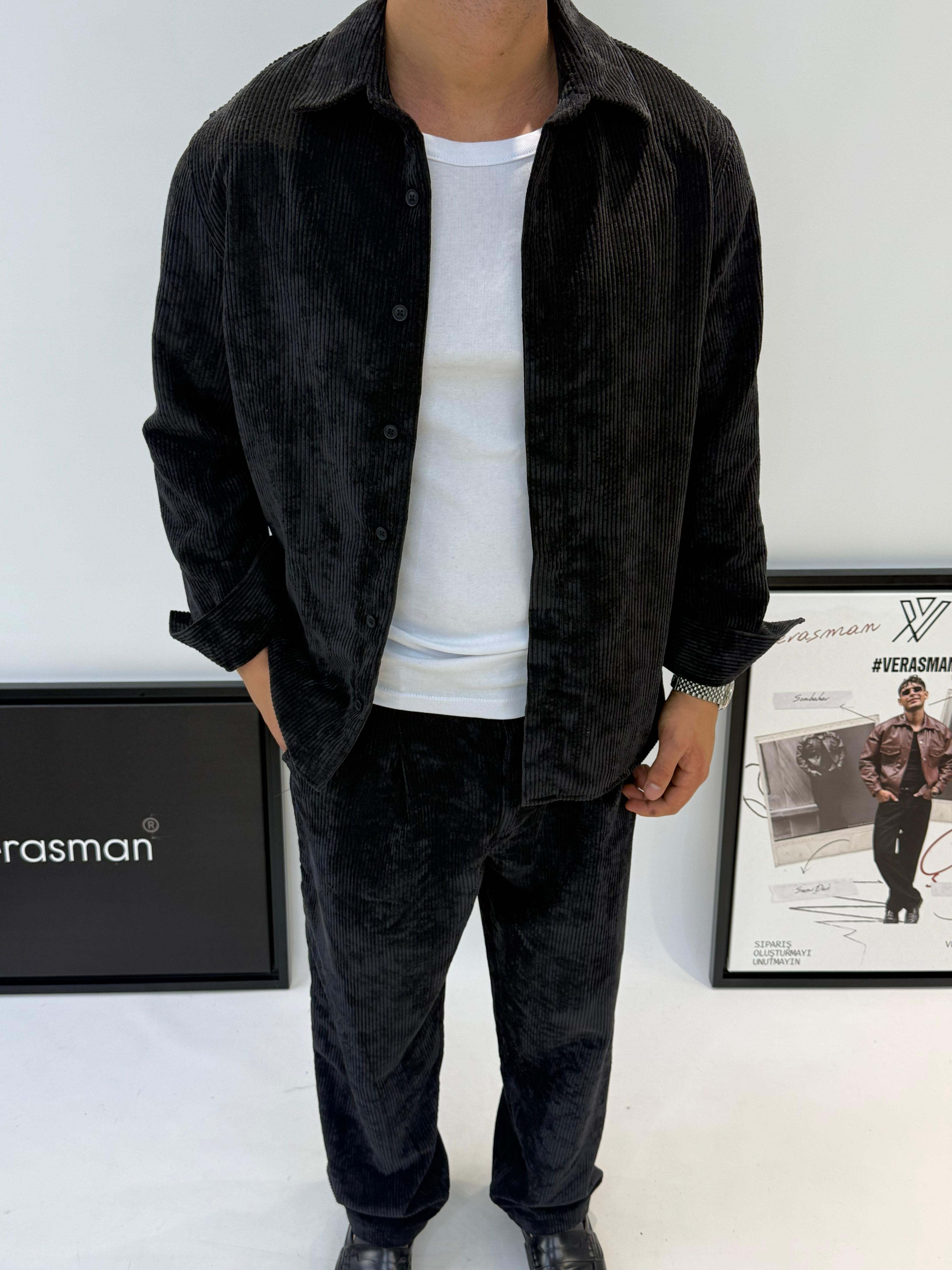 2512 OVERSİZE KADİFE TAKIM SİYAH