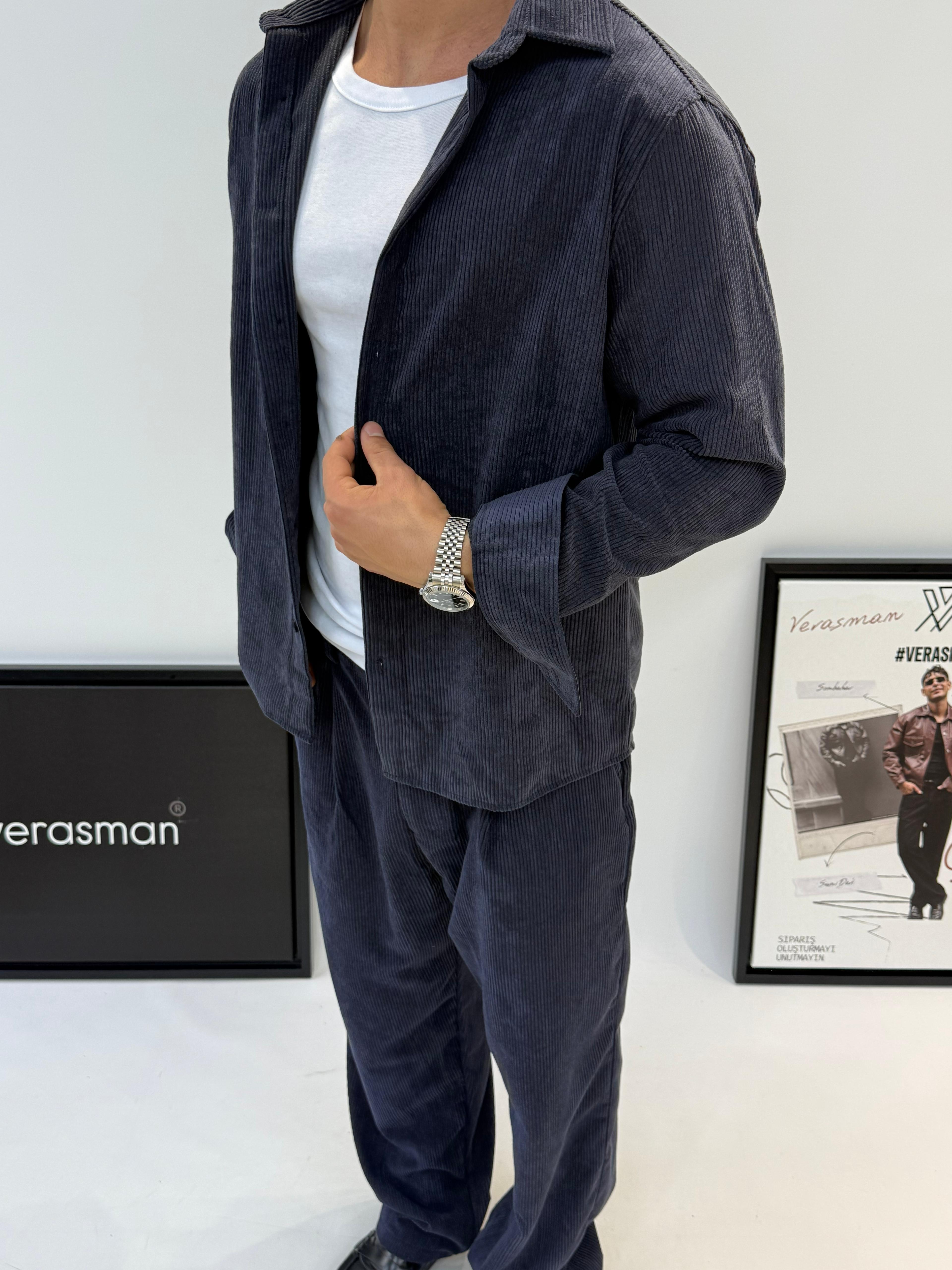 2512 OVERSİZE KADİFE TAKIM LACİVERT