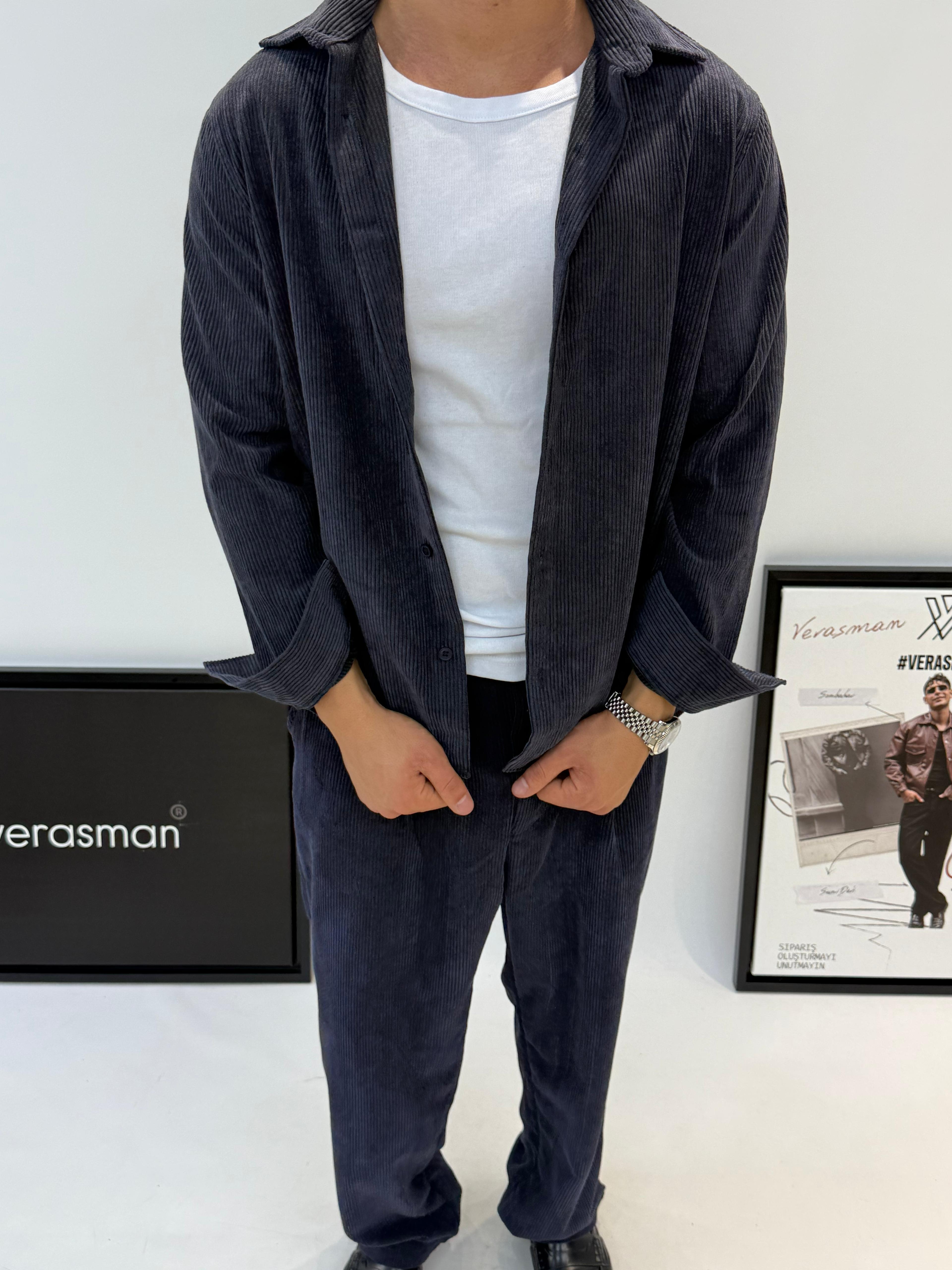 2512 OVERSİZE KADİFE TAKIM LACİVERT