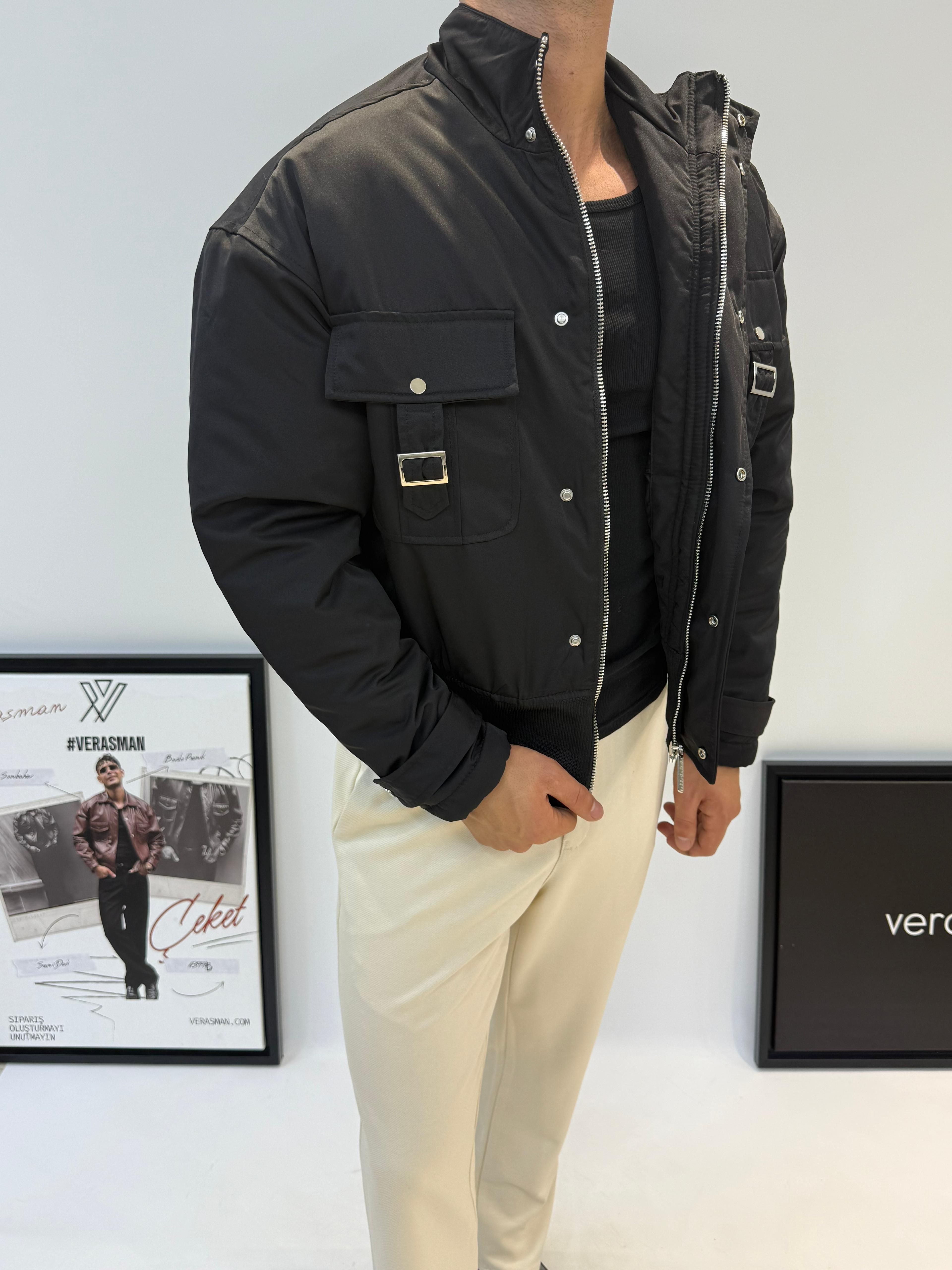 GİESTO BOMBER ÇEKET SİYAH