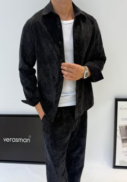 2512 OVERSİZE KADİFE TAKIM SİYAH