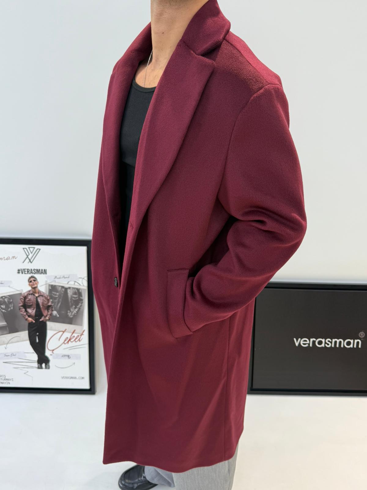 BORDO RELAXFİT KALIP KAŞE KABAN