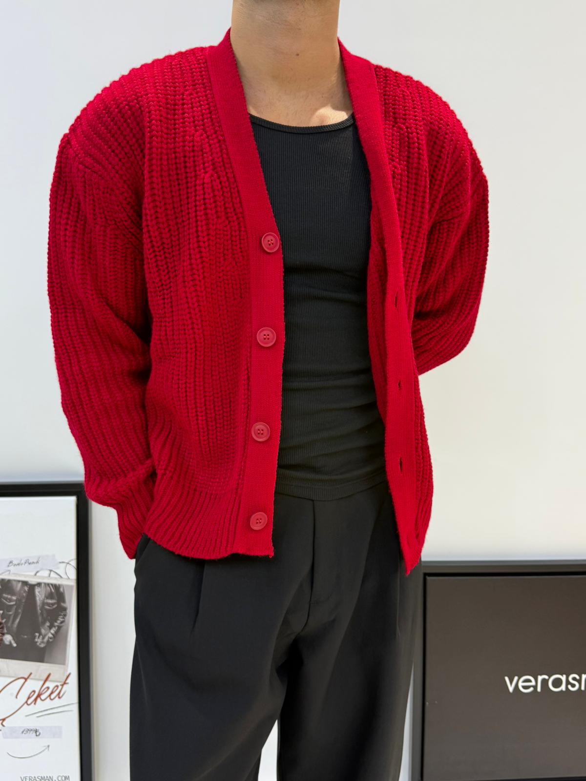 GG OVERSİZE TRİKO KIRMIZI HIRKA