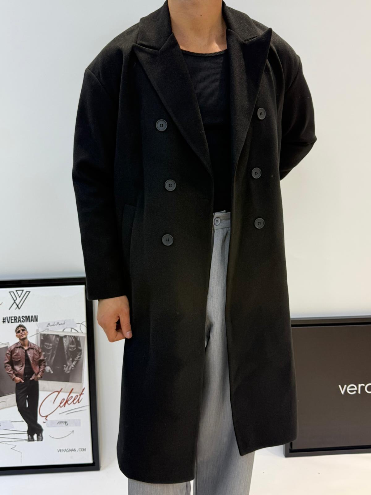 EKSİ1 SİYAH RELAX FİT KABAN