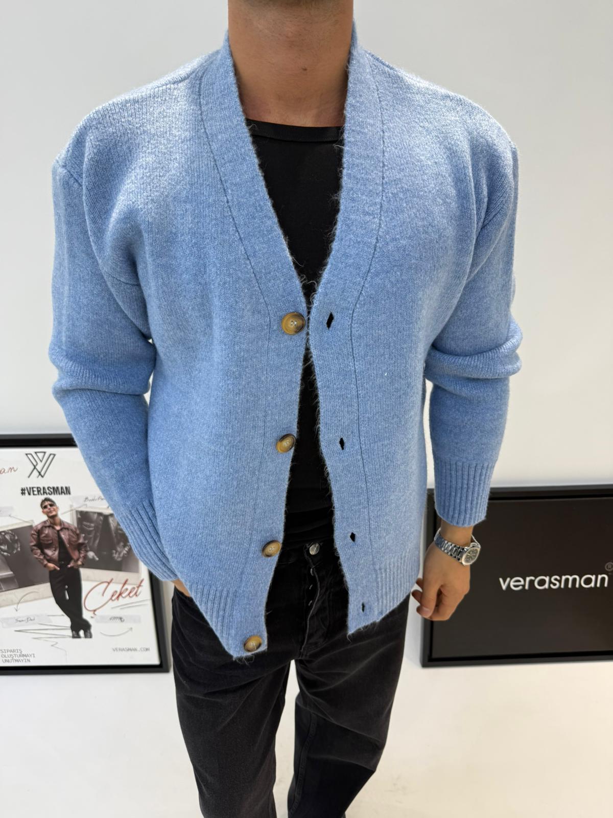 MRKCH OVERSİZE YÜN HIRKA BEBEMAVİ