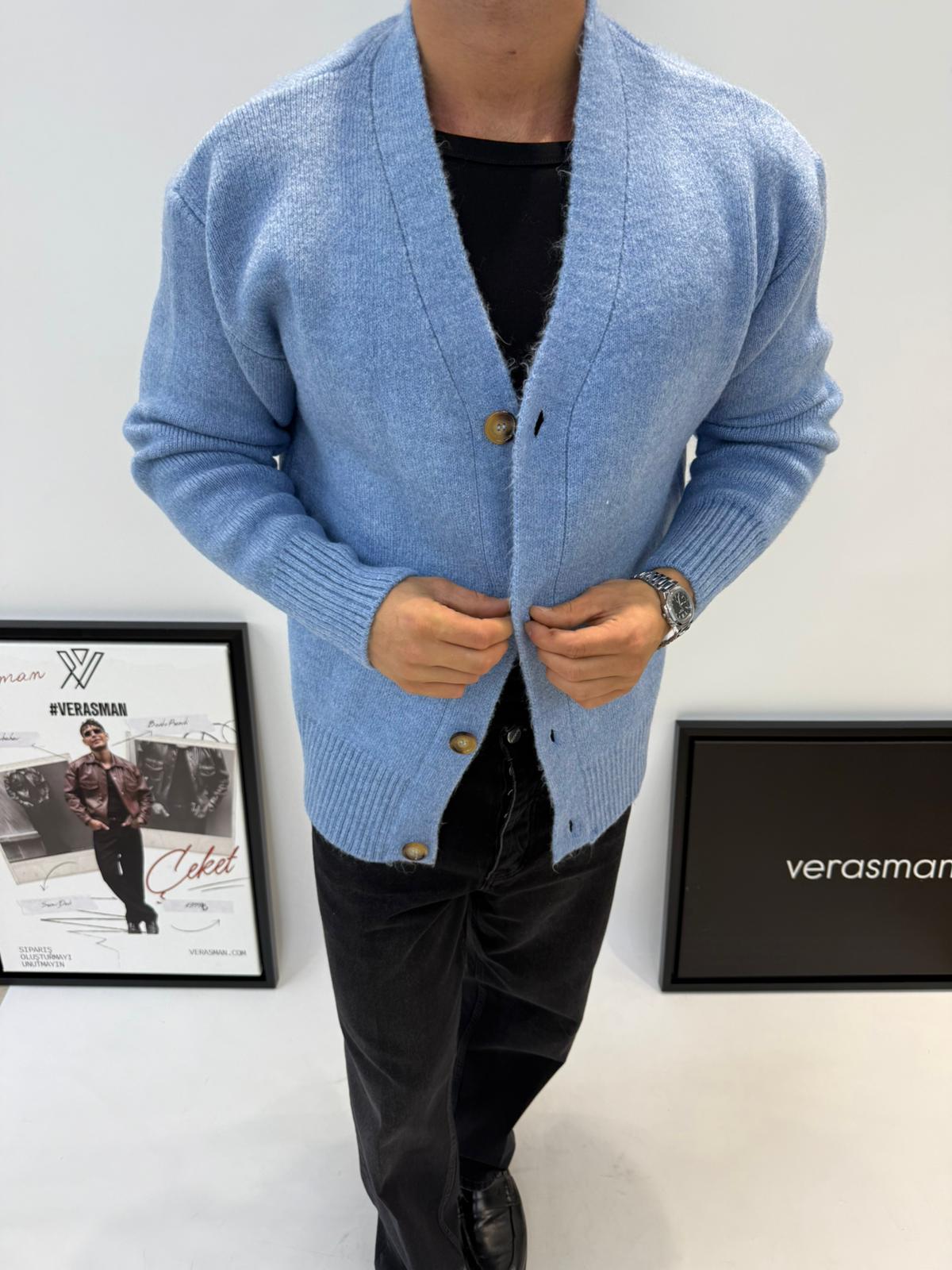 MRKCH OVERSİZE YÜN HIRKA BEBEMAVİ