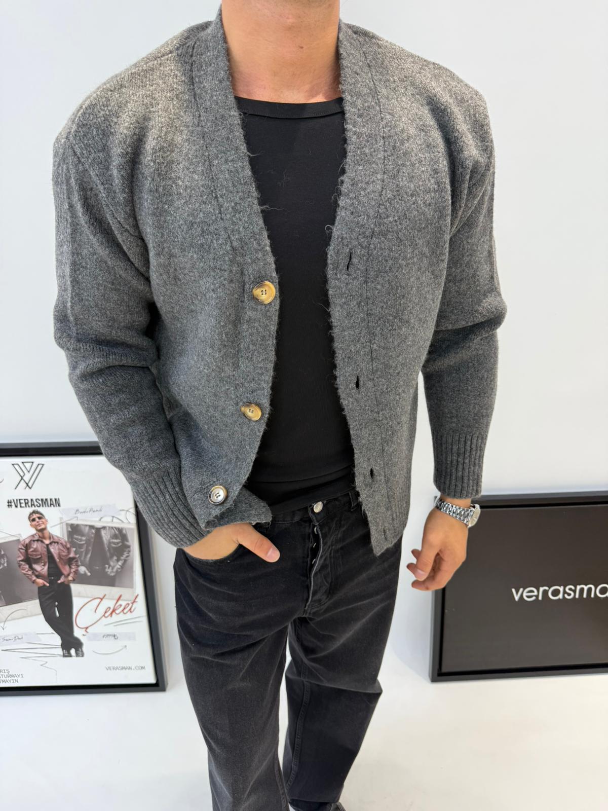 MRKCH OVERSİZE YÜN HIRKA ANTRASİT