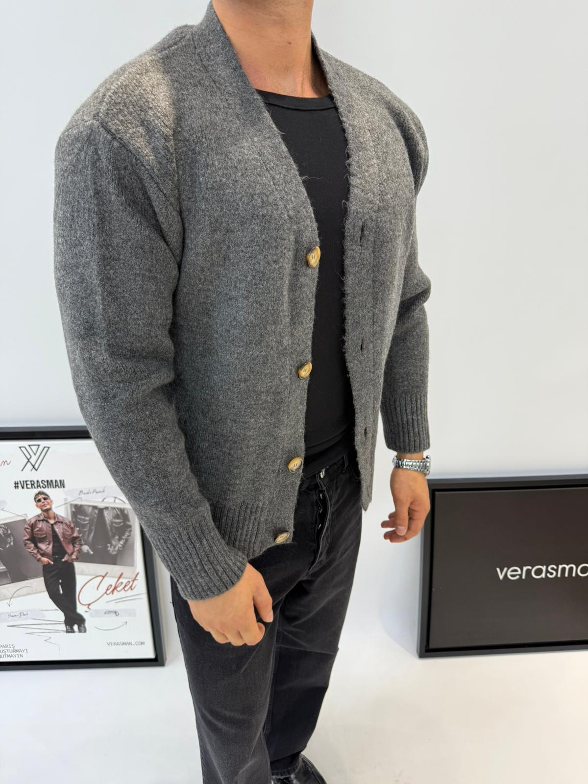 MRKCH OVERSİZE YÜN HIRKA ANTRASİT