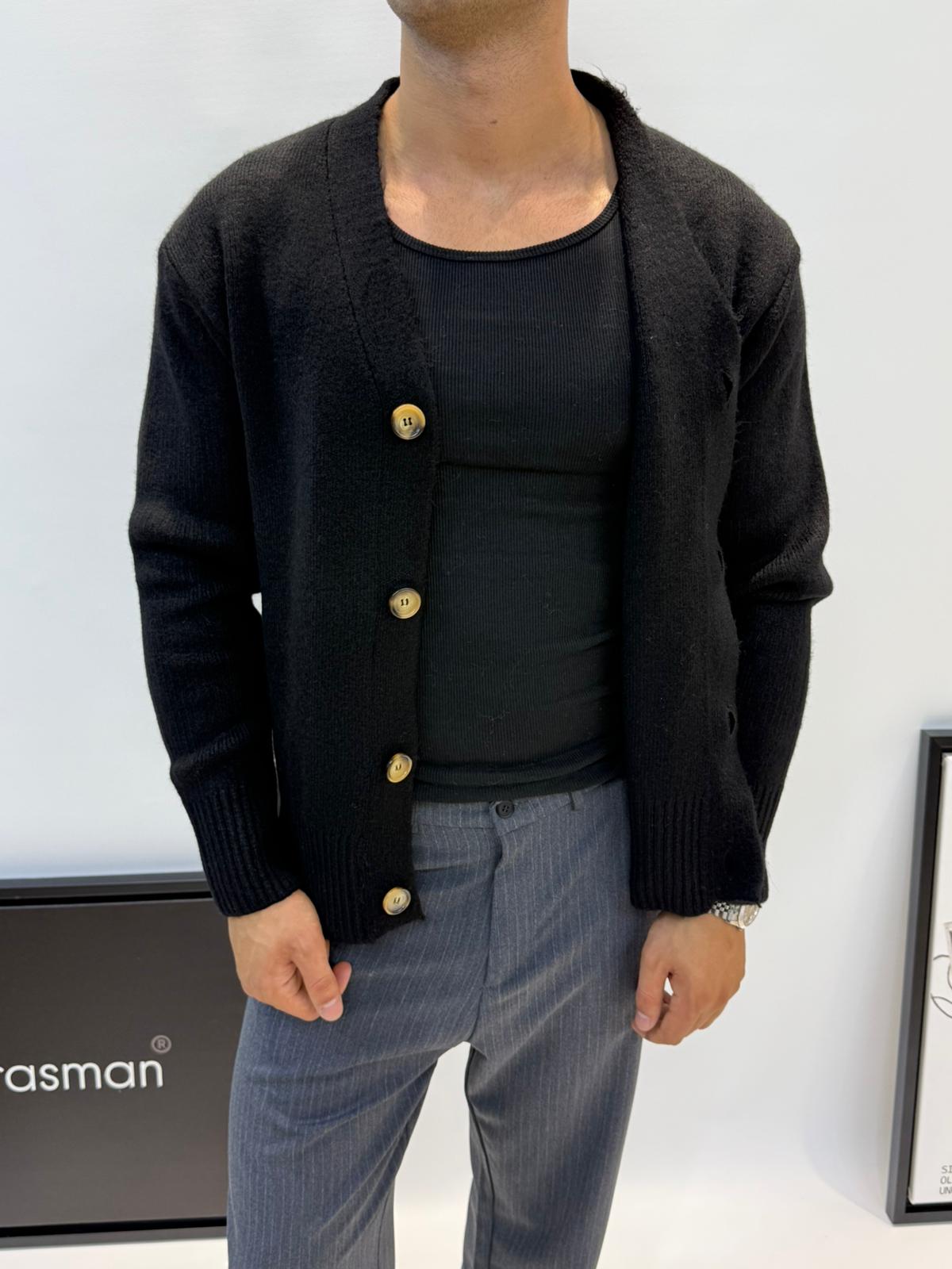 MRKCH OVERSİZE YÜN HIRKA SİYAH