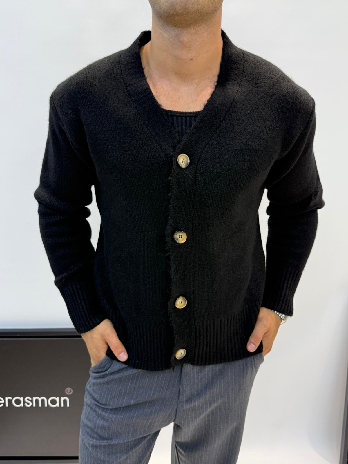 MRKCH OVERSİZE YÜN HIRKA SİYAH