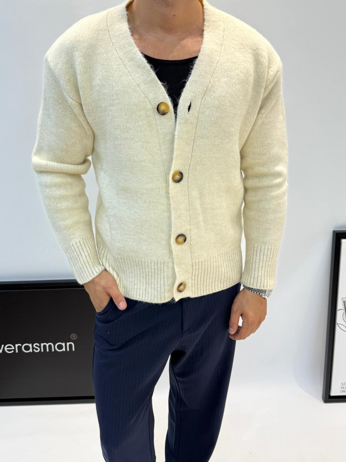 MRKCH OVERSİZE YÜN HIRKA KREM