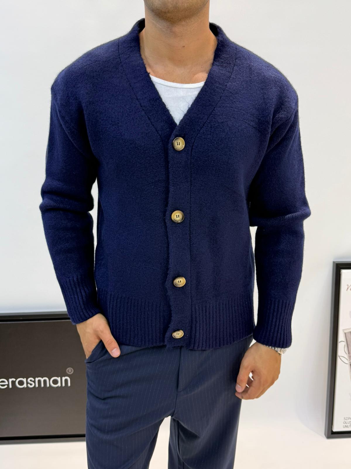 MRKCH OVERSİZE YÜN HIRKA LACİVERT