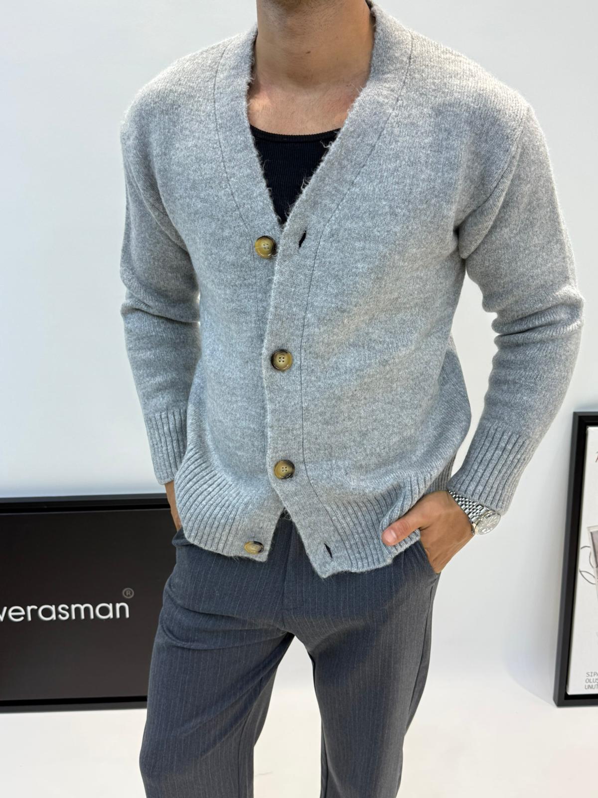 MRKCH OVERSİZE YÜN HIRKA GRAY