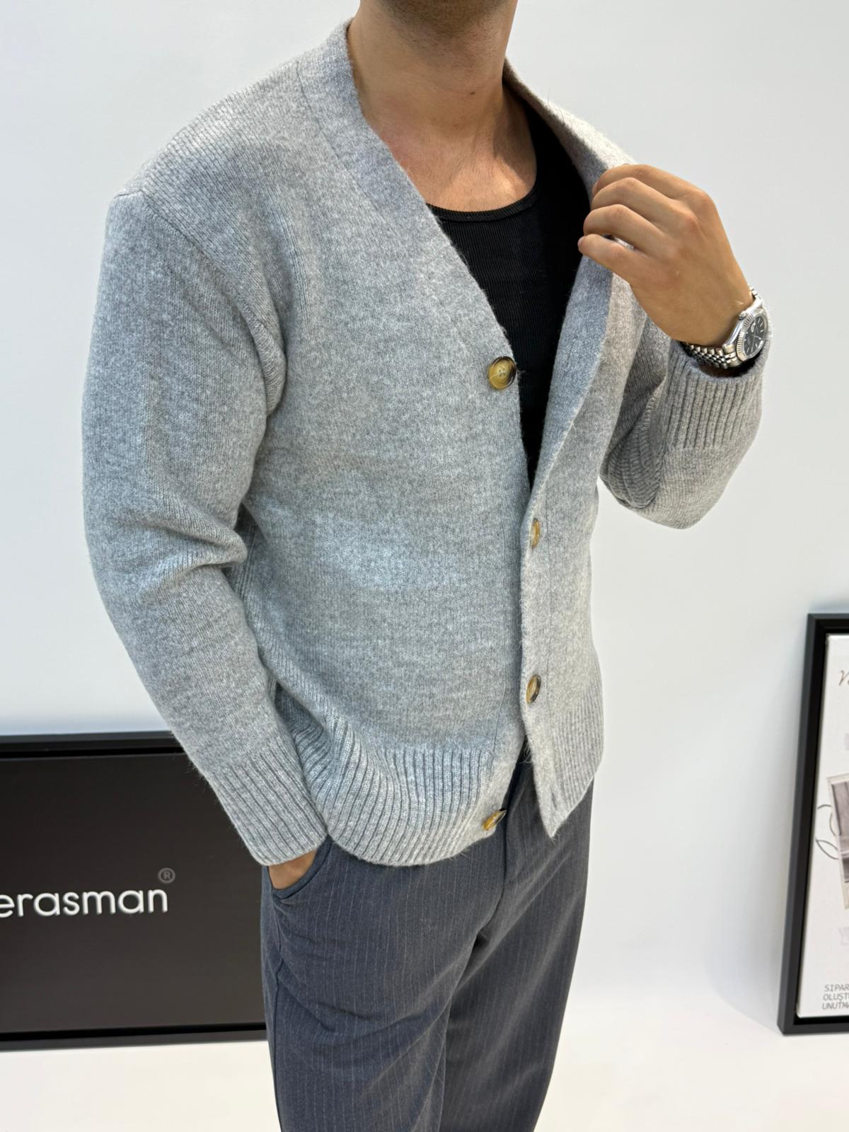 MRKCH OVERSİZE YÜN HIRKA GRAY