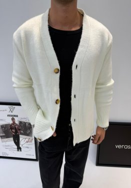 MRKCH OVERSİZE YÜN HIRKA BEYAZ