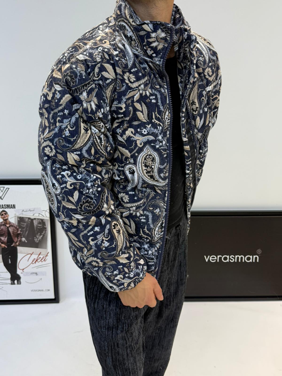 GİESTO FLOK DESENLİ MONT LACİVERT