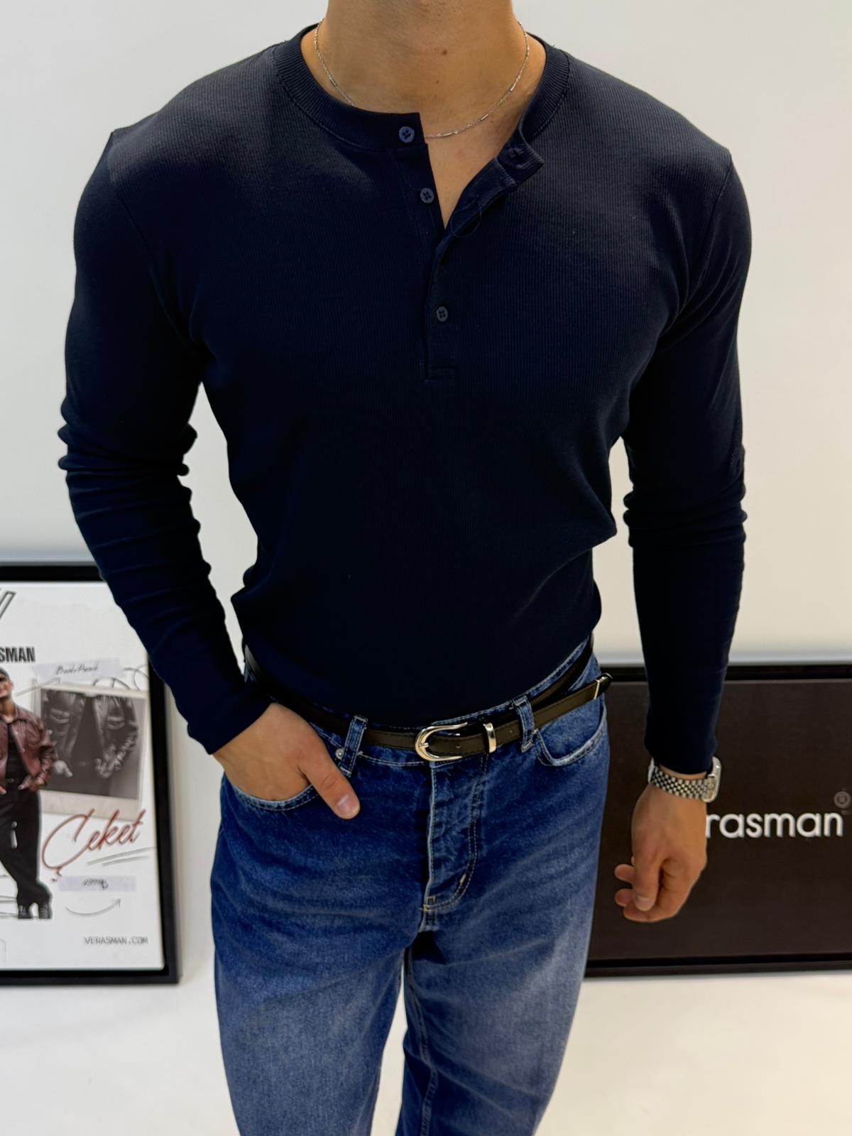 MRKCH LACİVERT HAKİM YAKA SWEAT