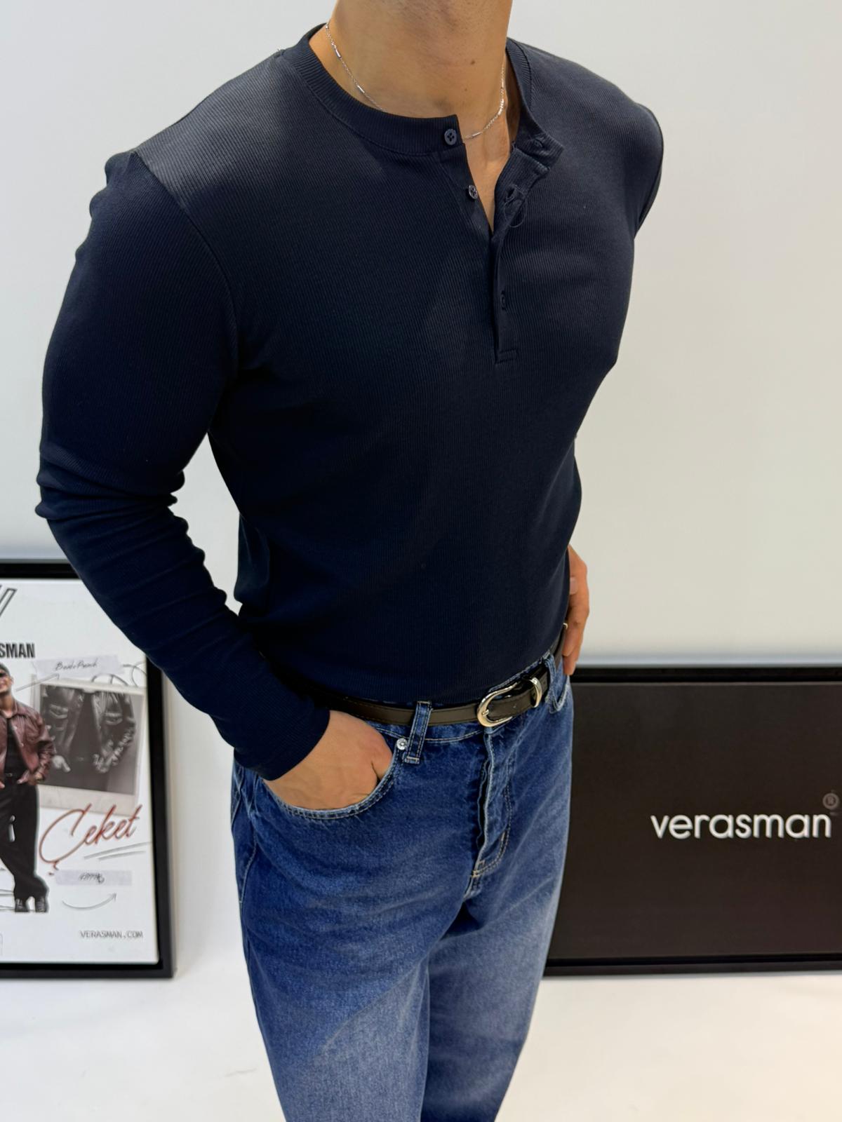 MRKCH LACİVERT HAKİM YAKA SWEAT