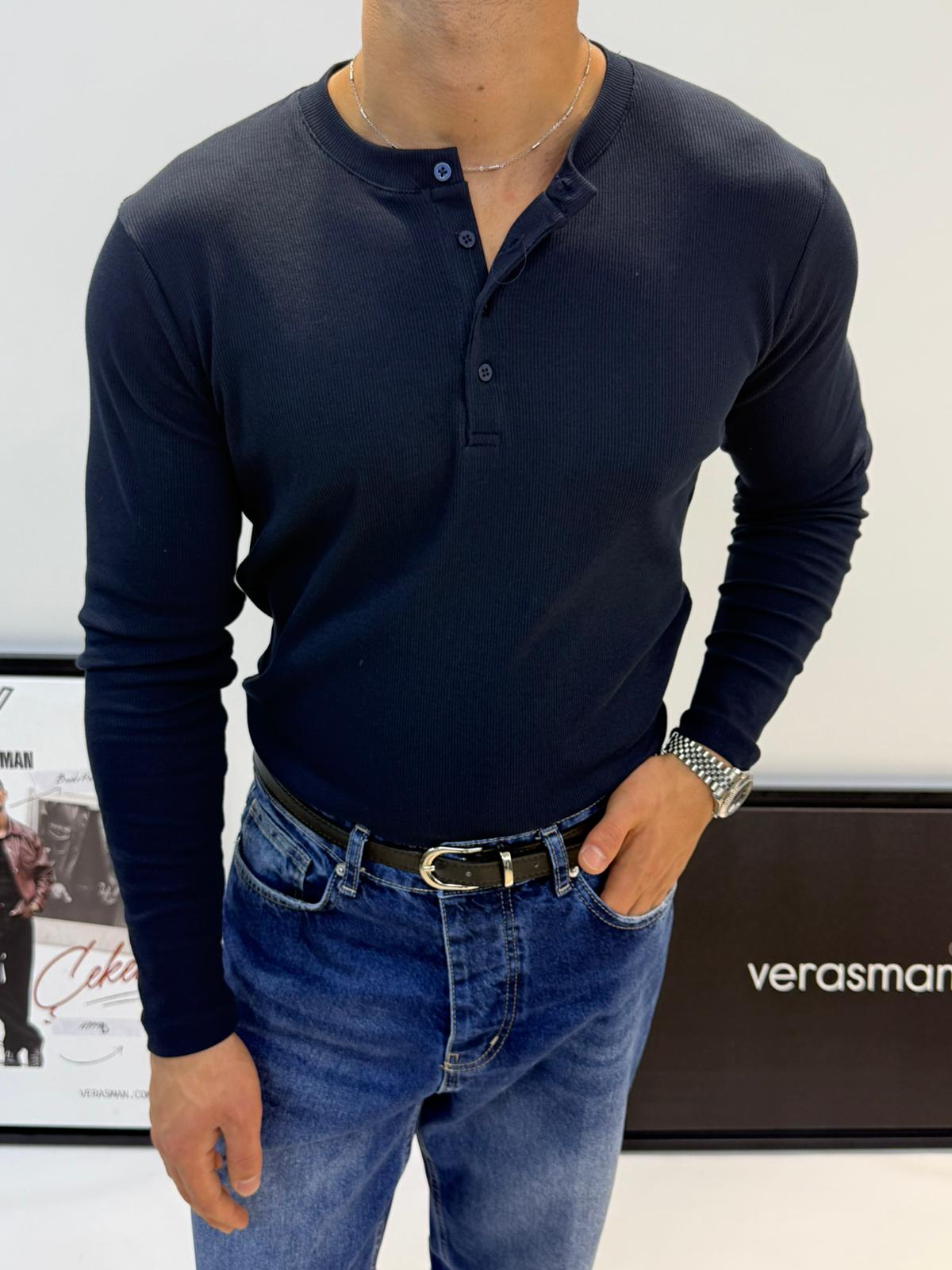 MRKCH LACİVERT HAKİM YAKA SWEAT