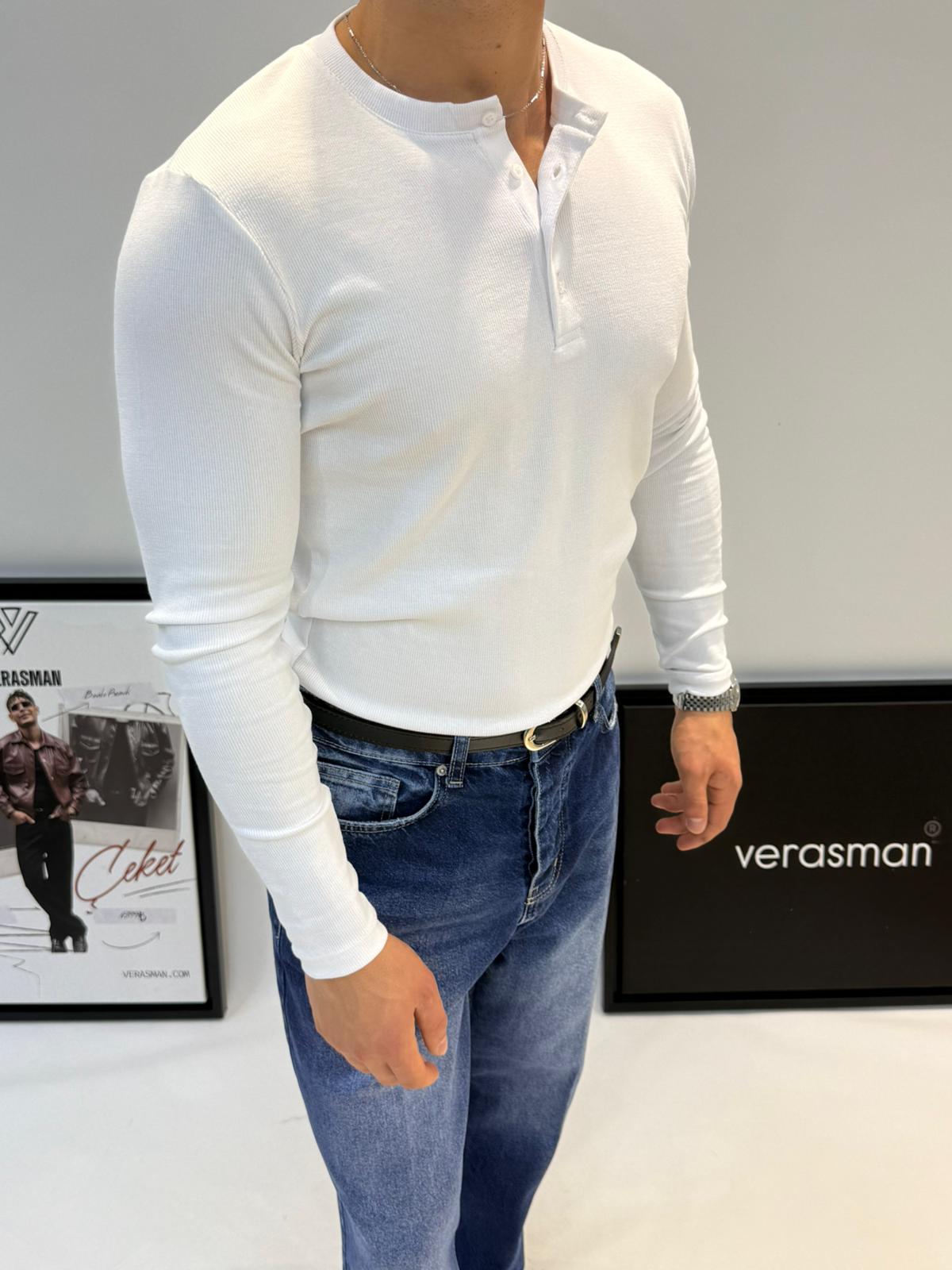 MRKCH BEYAZ  HAKİM YAKA SWEAT