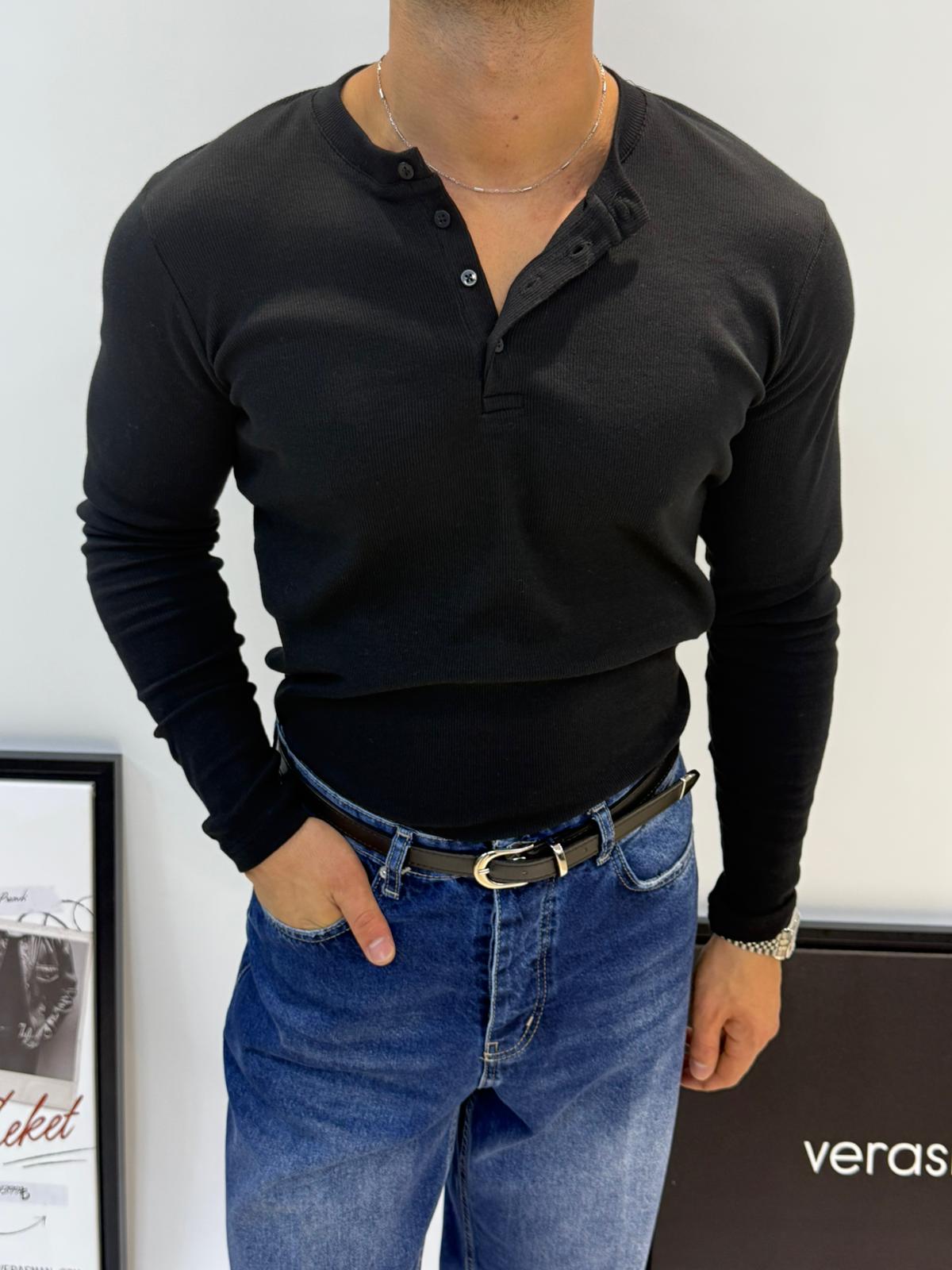 MRKCH SİYAH HAKİM YAKA SWEAT