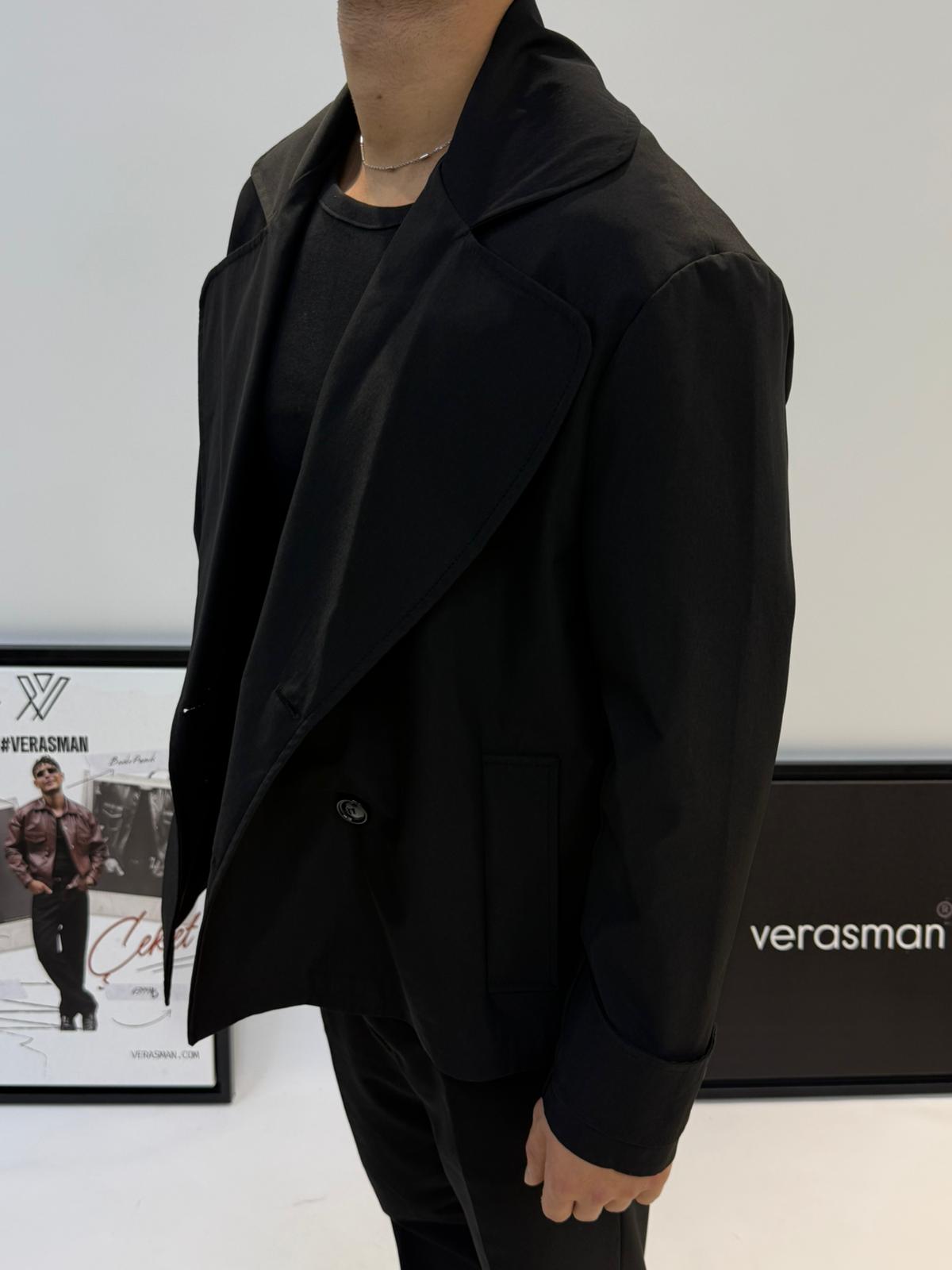 EKS1 CROP TRENÇKOT SİYAH