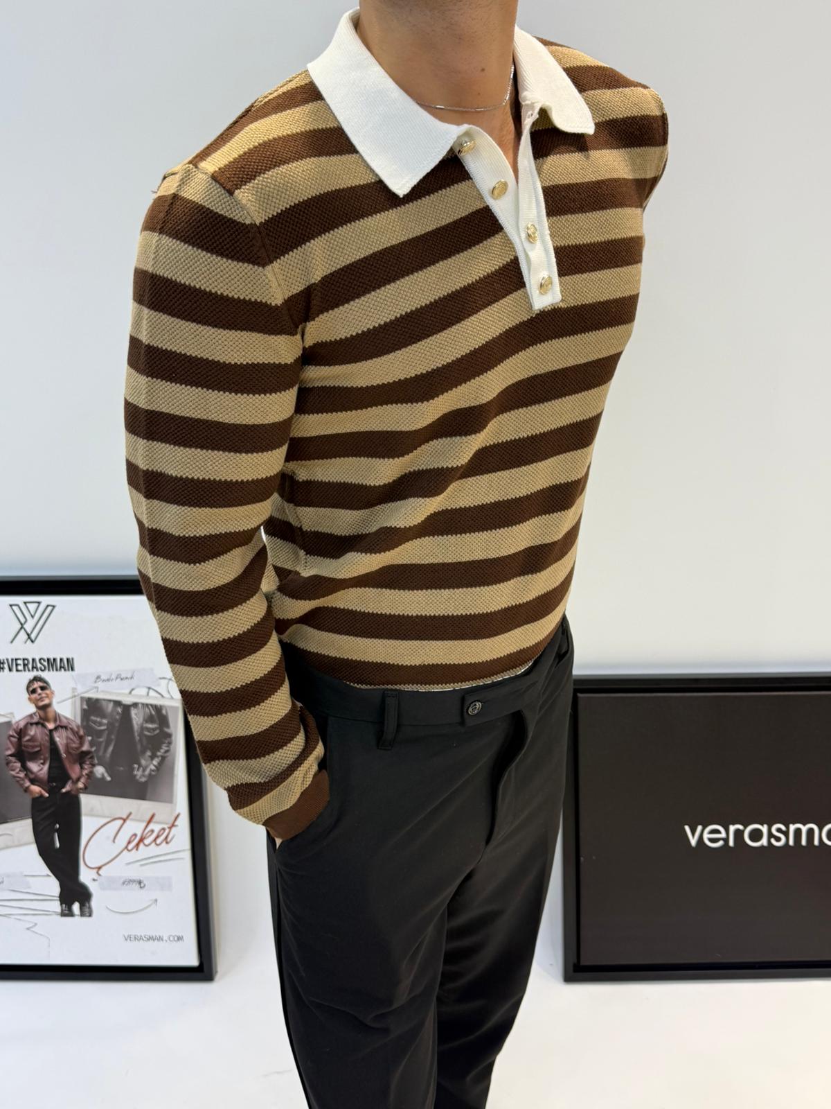 GİESTO OLD MONEY TRİKO POLO YAKA KAHVERENGİ