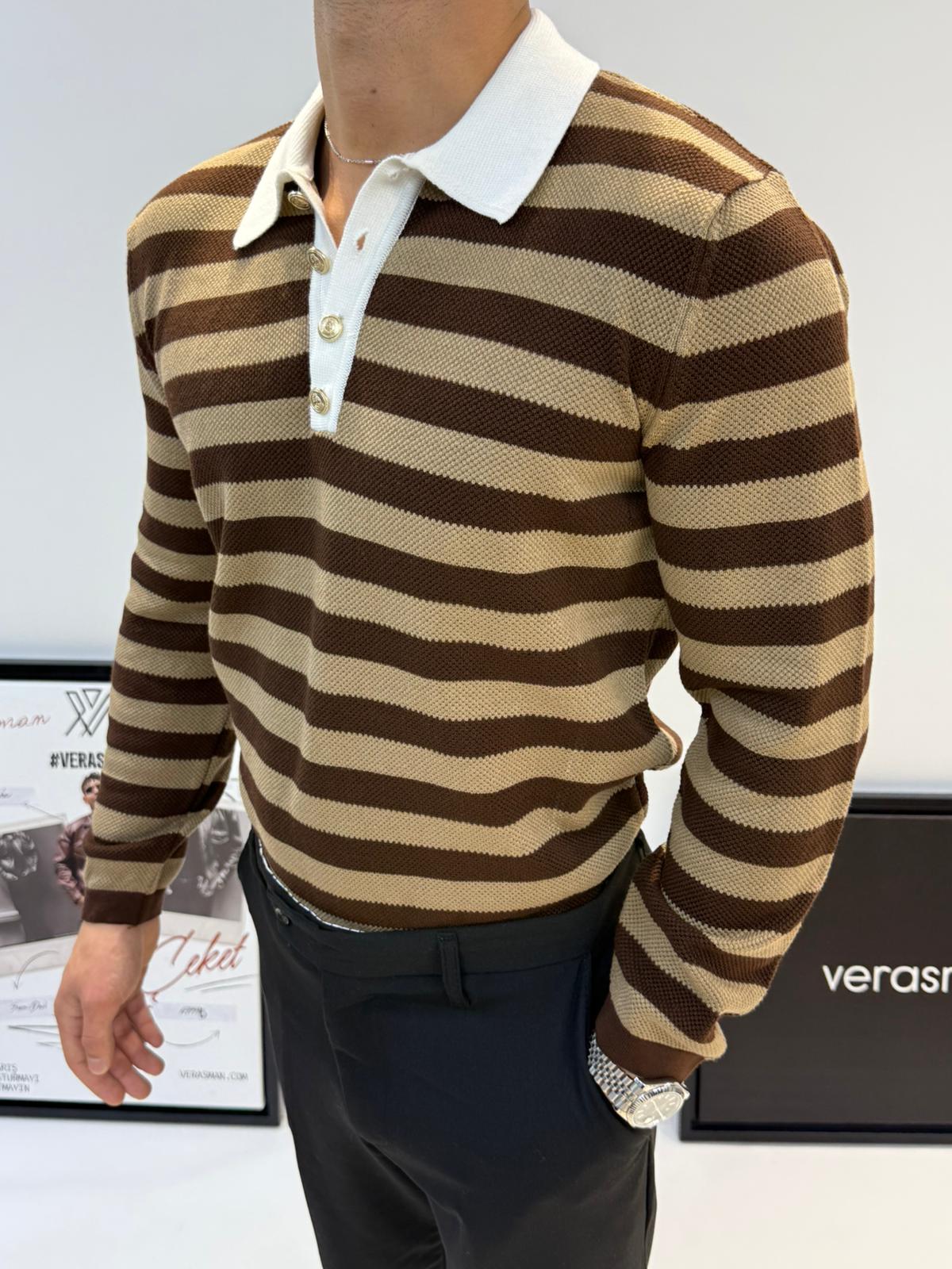 GİESTO OLD MONEY TRİKO POLO YAKA KAHVERENGİ