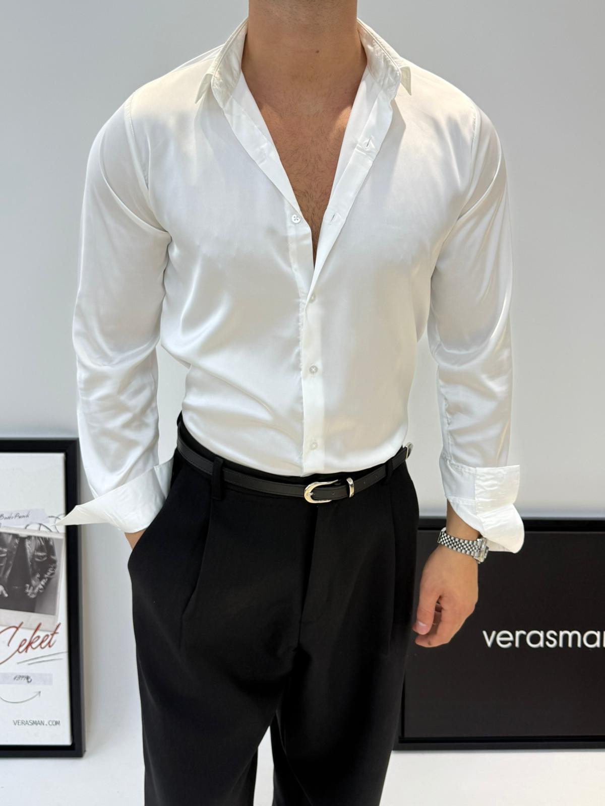 MRKCH SATEN GÖMLEK BEYAZ