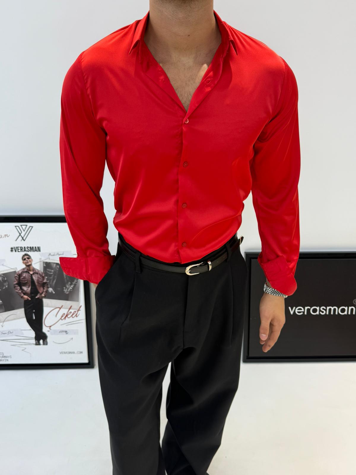 MRKCH SATEN GÖMLEK KIRMIZI