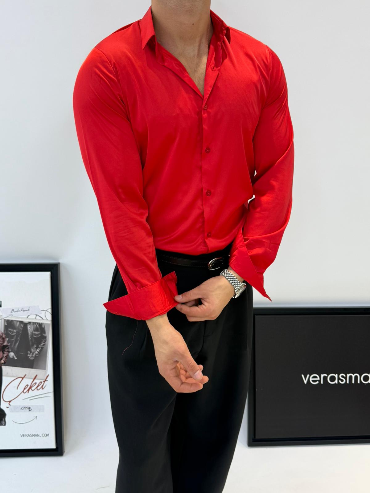 MRKCH SATEN GÖMLEK KIRMIZI