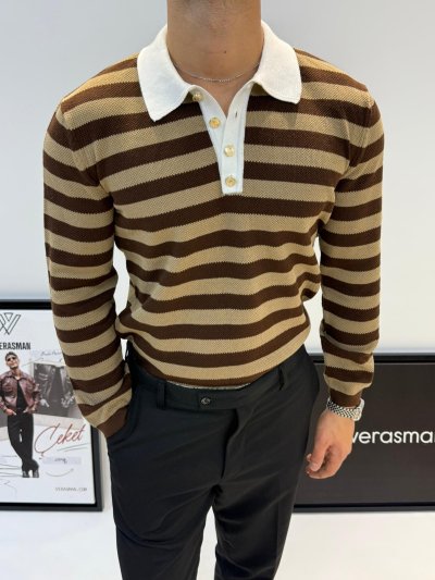 GİESTO OLD MONEY TRİKO POLO YAKA KAHVERENGİ