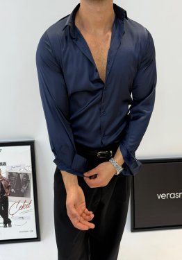 MRKCH SATEN GÖMLEK LACİVERT