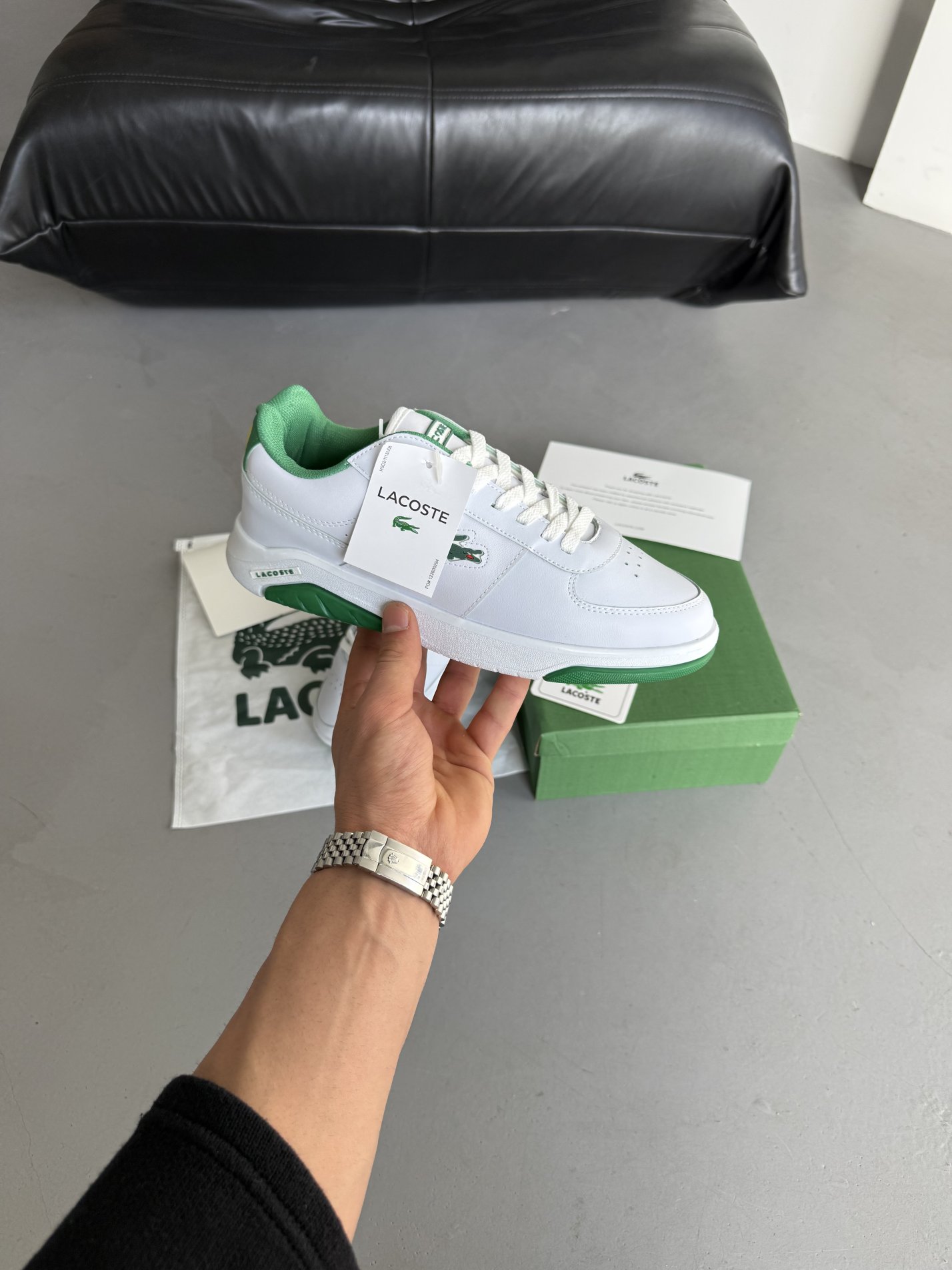 Beyaz Yeşil Lacoste Klasik